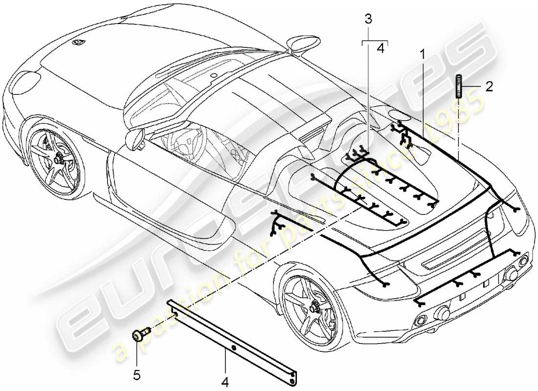 porsche 2004 (carrera gt) wiring harnesses - rear end - engine - repair kit - anti-locking brake syst. -abs- - brake pad wear indicator - rear axle parts diagram