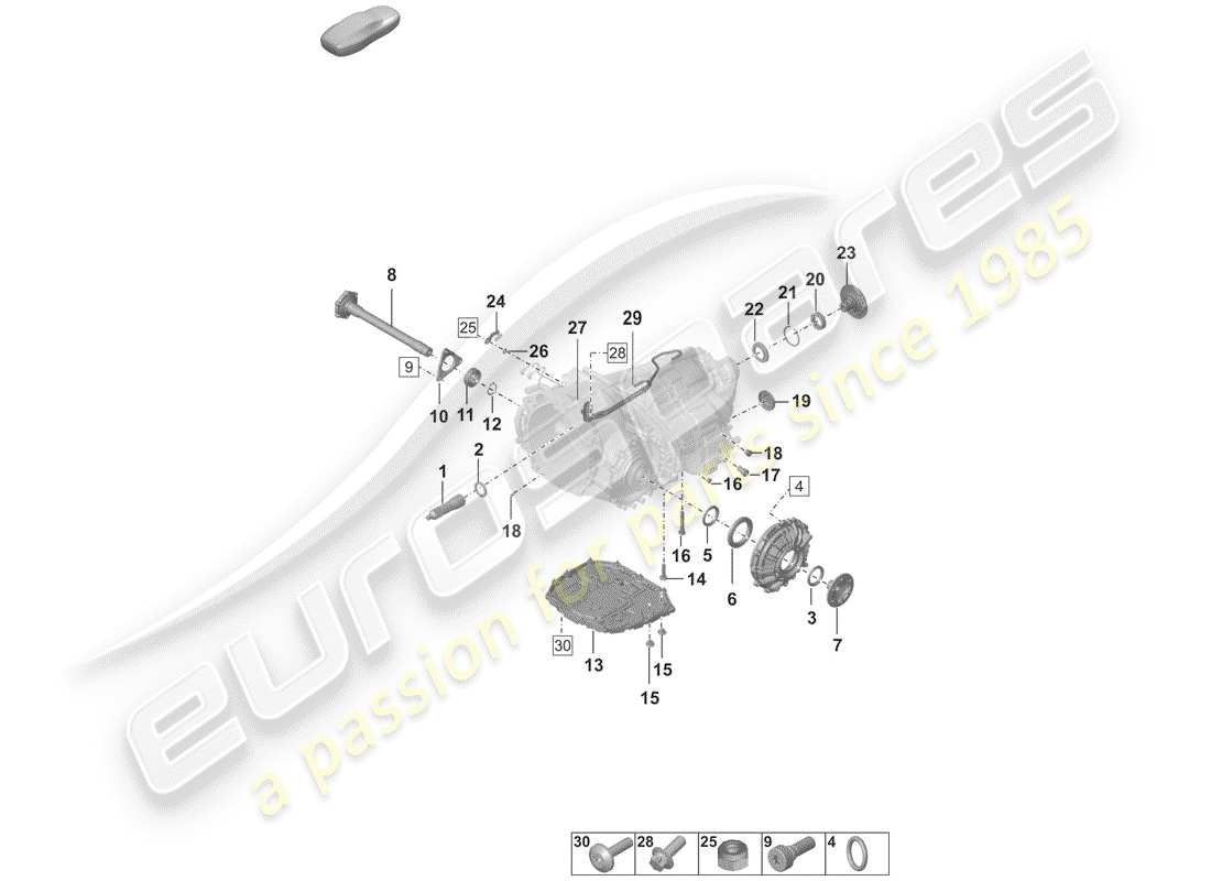 porsche 2019 (992-1) 8-speed dual clutch gearbox - pdk - individual parts part diagram