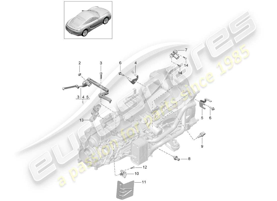 porsche 2015 (981 cayman) manual gearbox individual parts part diagram