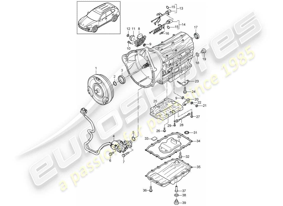 porsche 2012 (cayenne e2 92a) 8-speed automatic gearbox tiptronic individual parts part diagram
