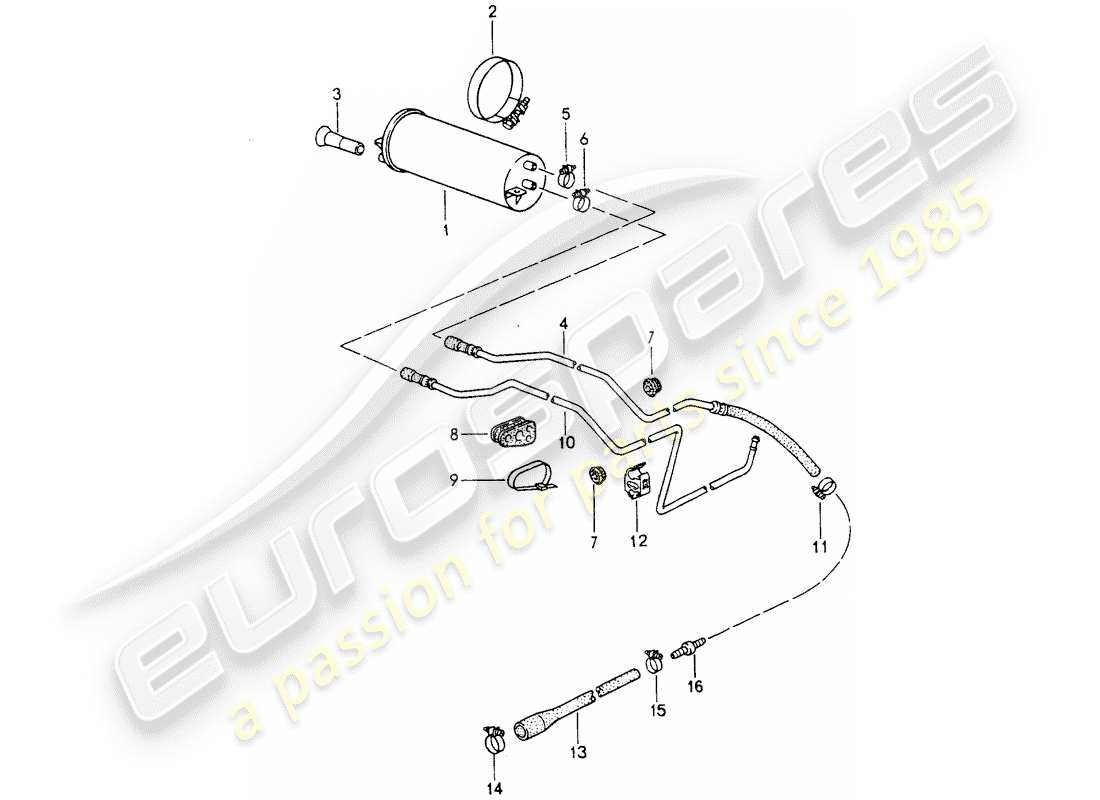 porsche 1992 (964) evaporative emission canister parts diagram
