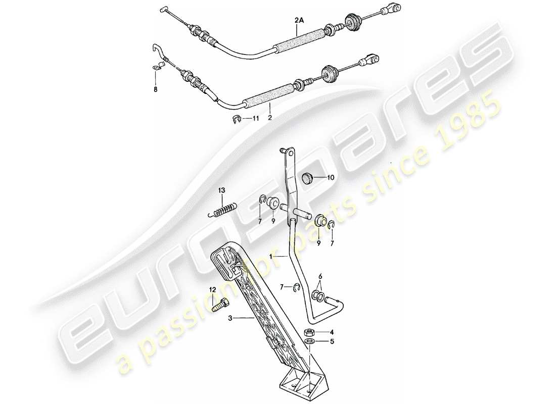 porsche 1981 (924) throttle control - accelerator cable - for - manual gearbox part diagram