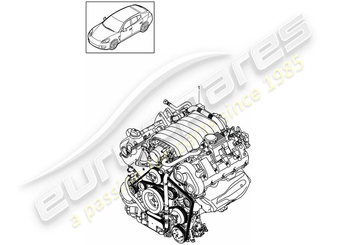 porsche 2014 (panamera 970) replacement engine but without: clutch plate - pdk - flywheel manual gearbox a/c compressor part diagram