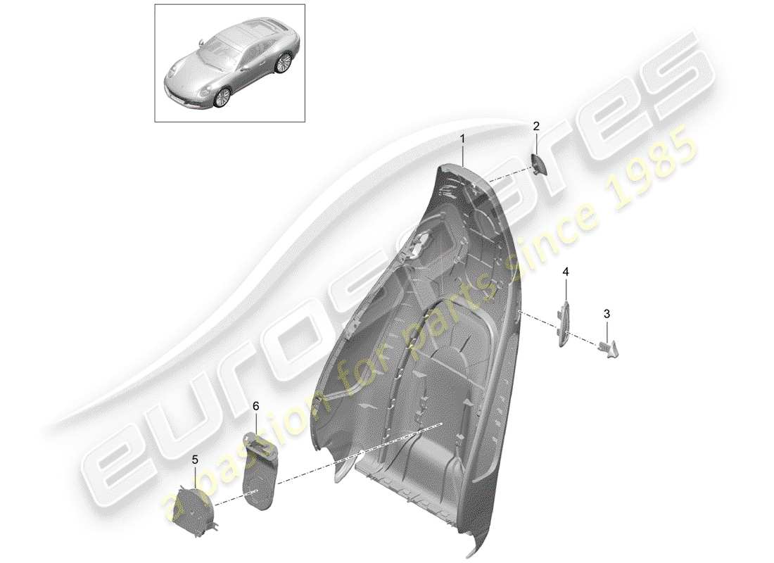 porsche 991 gen. 2 (2017) backrest shell parts diagram