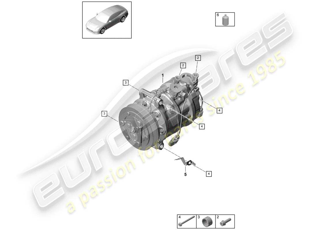 porsche 2017 (panamera 971-1) compressor air conditioning r134a part diagram