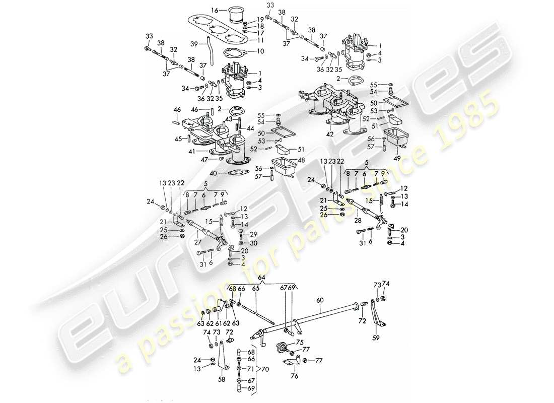 porsche 1968 (911/912) carburetor - system - with: - - solex 40 pi-1 - - d >> - mj 1968 parts diagram
