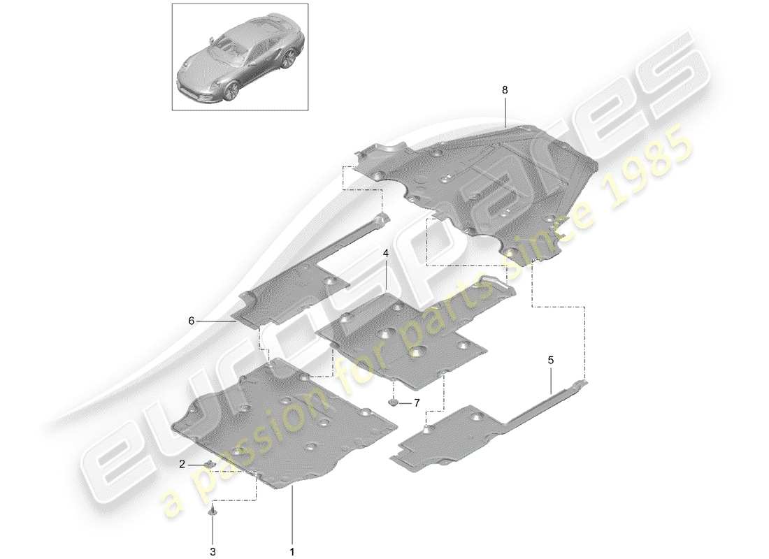 porsche 2014 (991-1 turbo) underbody trim d >>- mj 2016 part diagram