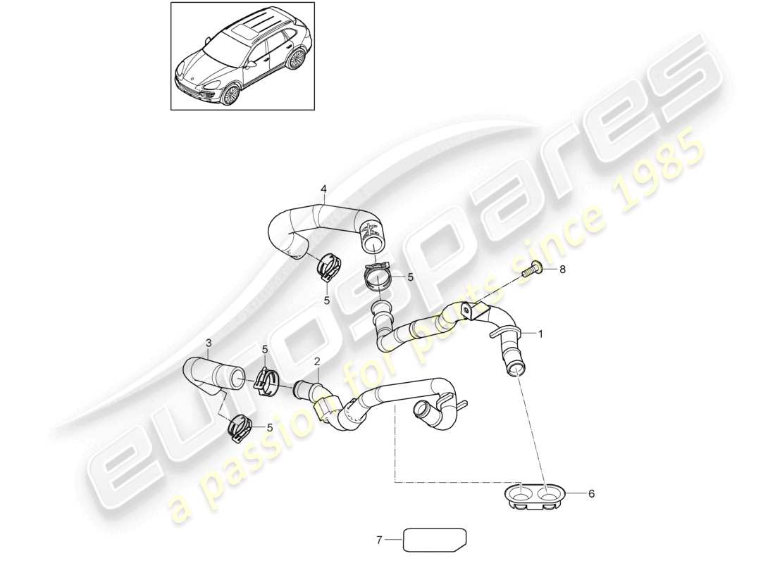 porsche 2012 (cayenne e2 92a) hose water box part diagram