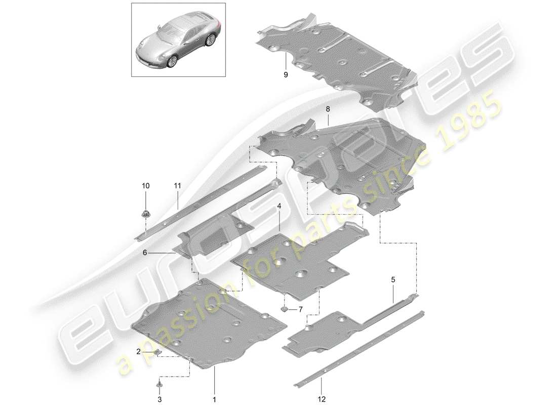 porsche 991 gen. 2 (2020) underbody parts diagram
