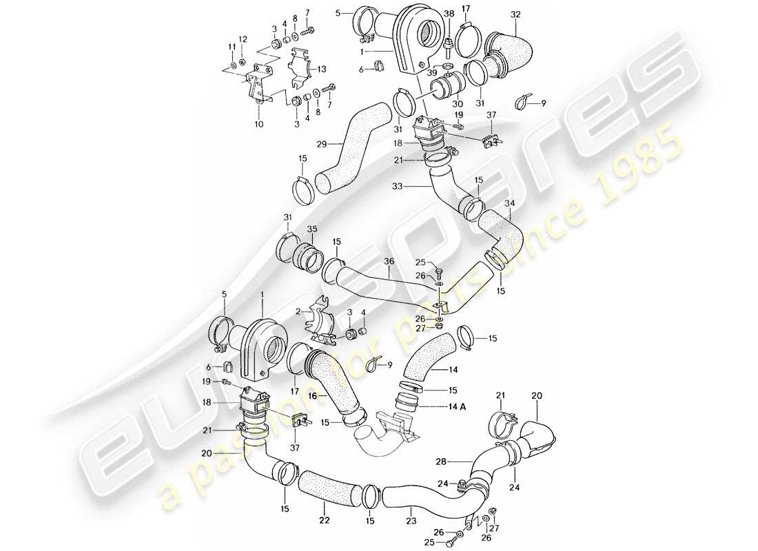 porsche 1989 (964) additional blower parts diagram