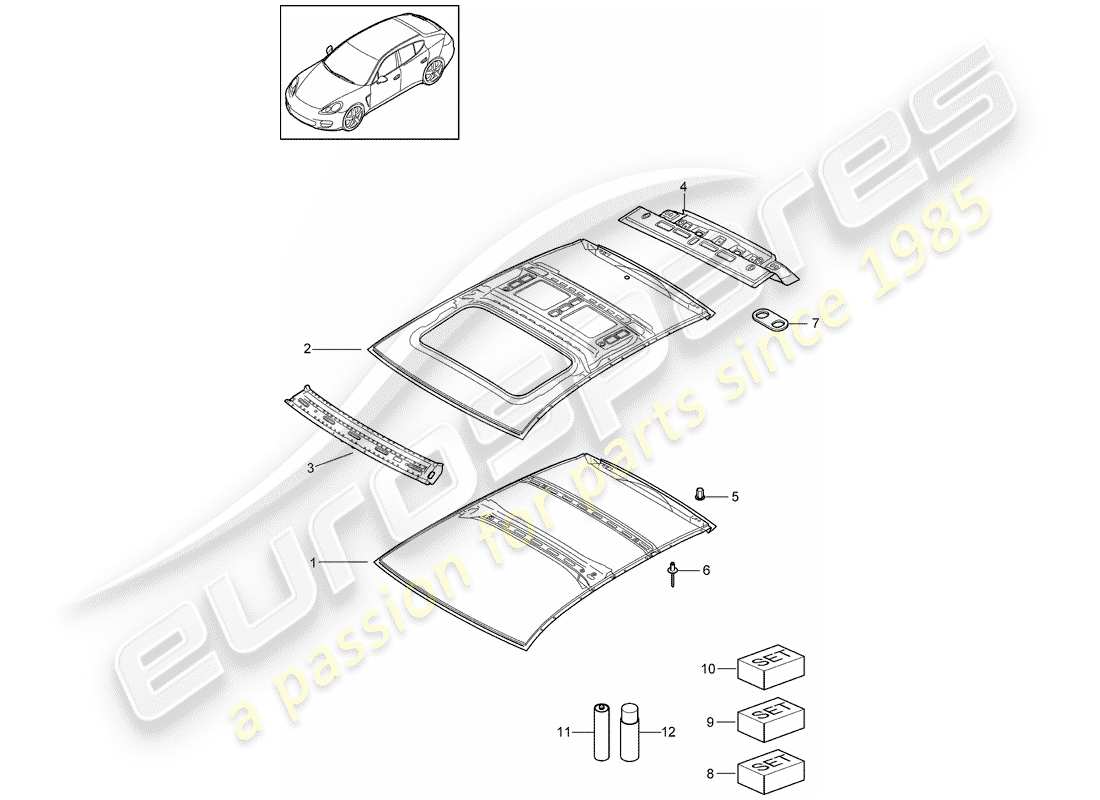 porsche 2012 (panamera 970) roof scuttle part diagram