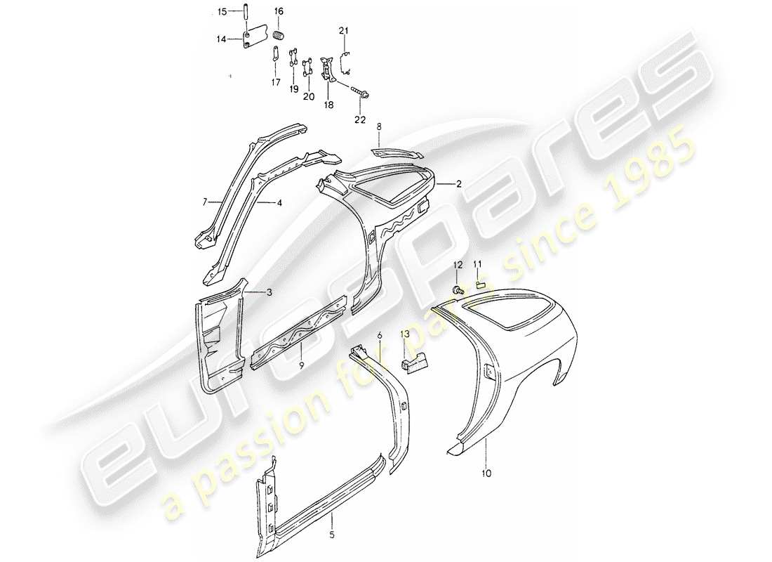 porsche 1995 (928) frame - side panel parts diagram