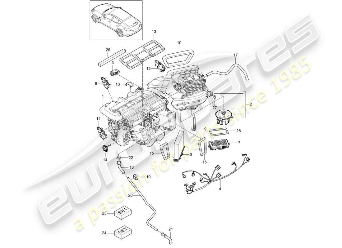 porsche 2016 (panamera 970) air distribution housing parts diagram