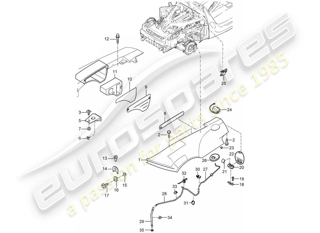 porsche 2004 (carrera gt) fender parts diagram