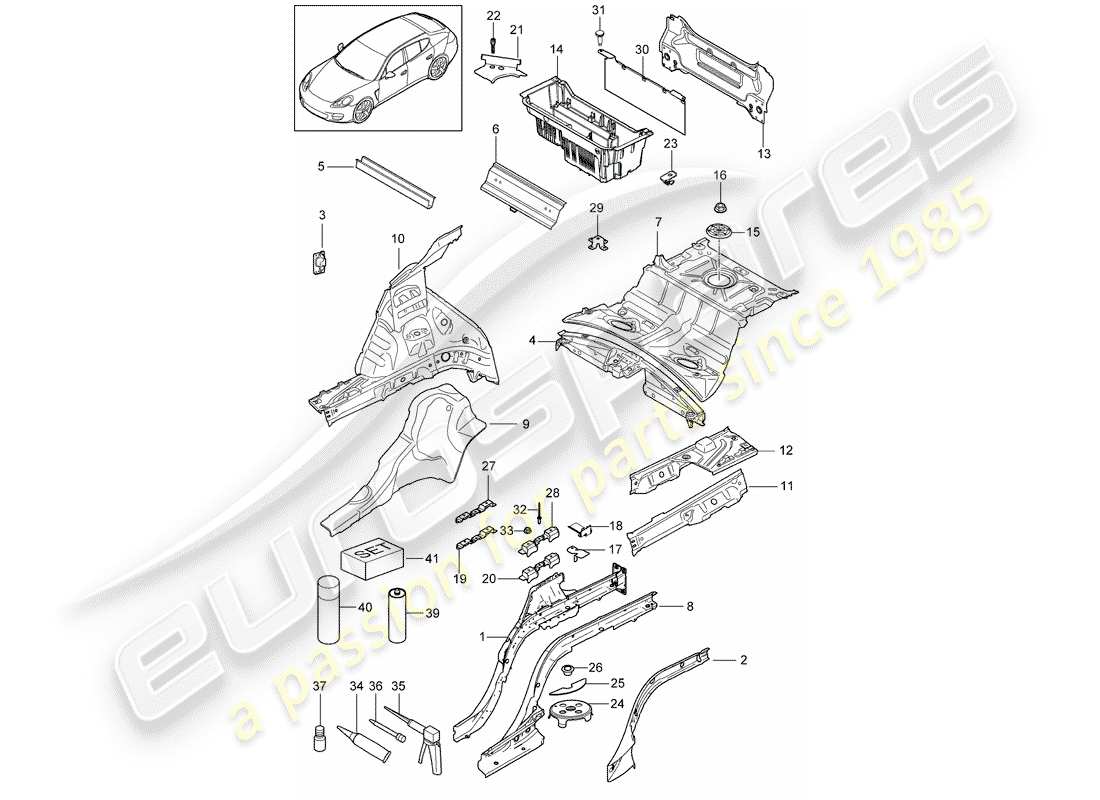 porsche 2012 (panamera 970) rear end part diagram