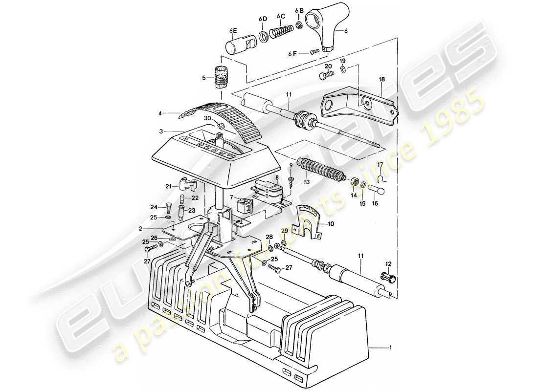 porsche 1987 (924s) shift mechanism - for - automatic transmission part diagram