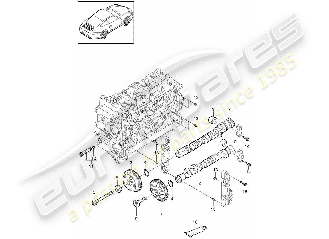 porsche 2010 (997-2) camshaft parts diagram