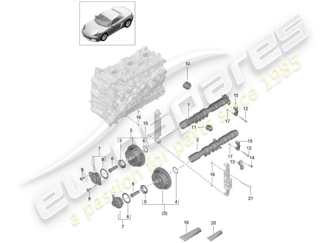 porsche 2019 (718 boxster) camshaft hydraulic tappet camshaft adjuster unit parts diagram