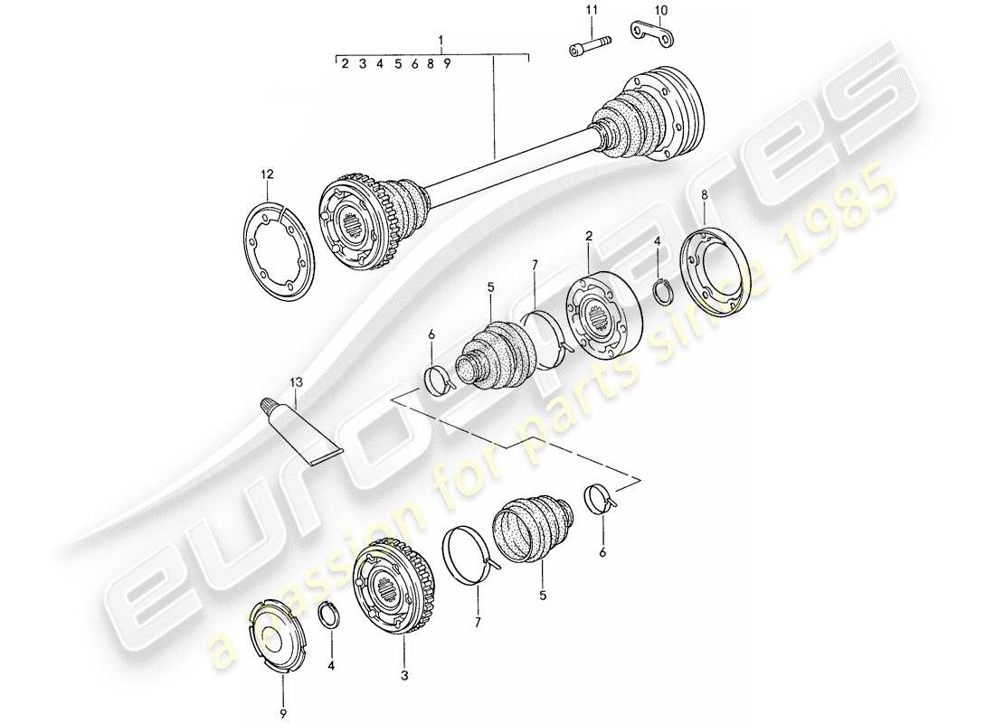 porsche 1987 (959) drive shaft parts diagram