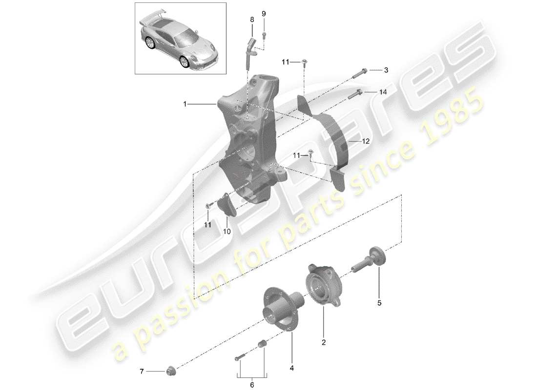 porsche 991 turbo (2015) wheel carrier parts diagram