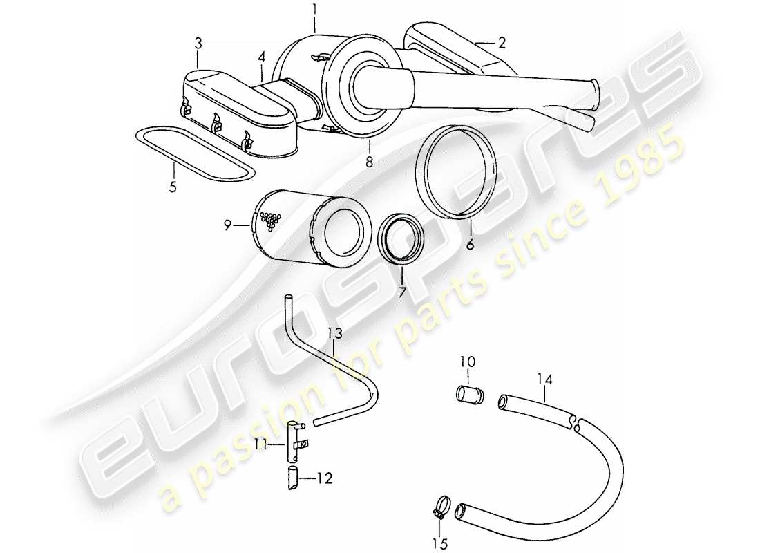 porsche 1968 (911/912) air cleaner system - for - - solex 40 pi-1 - - carburetor - d >> - mj 1968 parts diagram