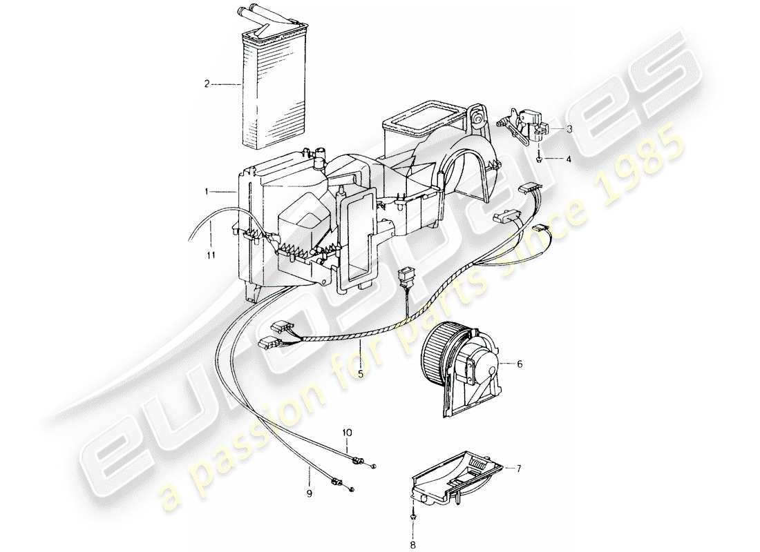 porsche 2002 (986 boxster) heater unit individual parts parts diagram