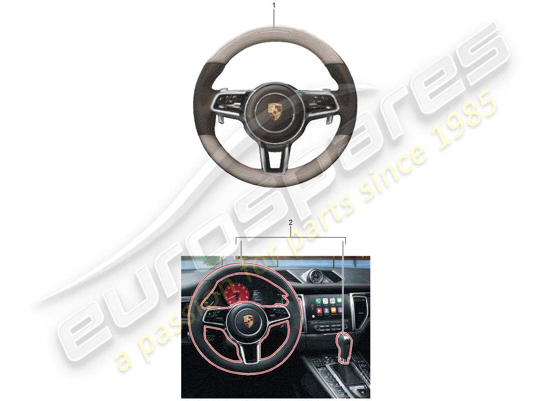 porsche 2015 (tequipment macan) steering wheel parts diagram
