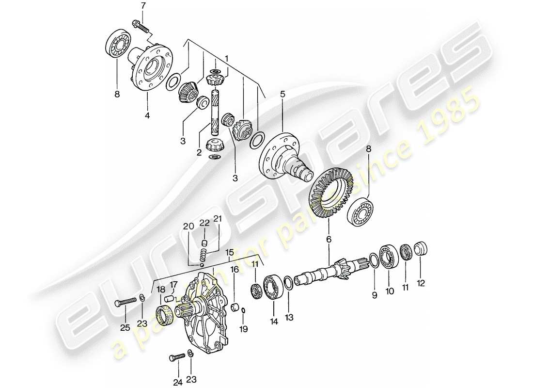 porsche 1982 (944) differential - automatic transmission parts diagram