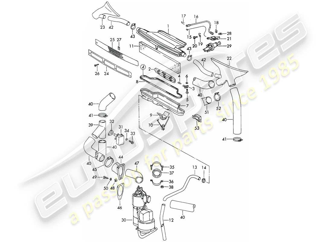 porsche 1965 (911/912) ventilation - heater - d >> - mj 1968 part diagram