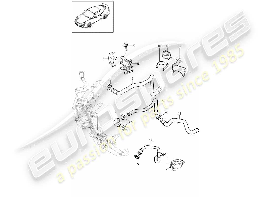 porsche 2010 (997-2 gt3) lines parts diagram