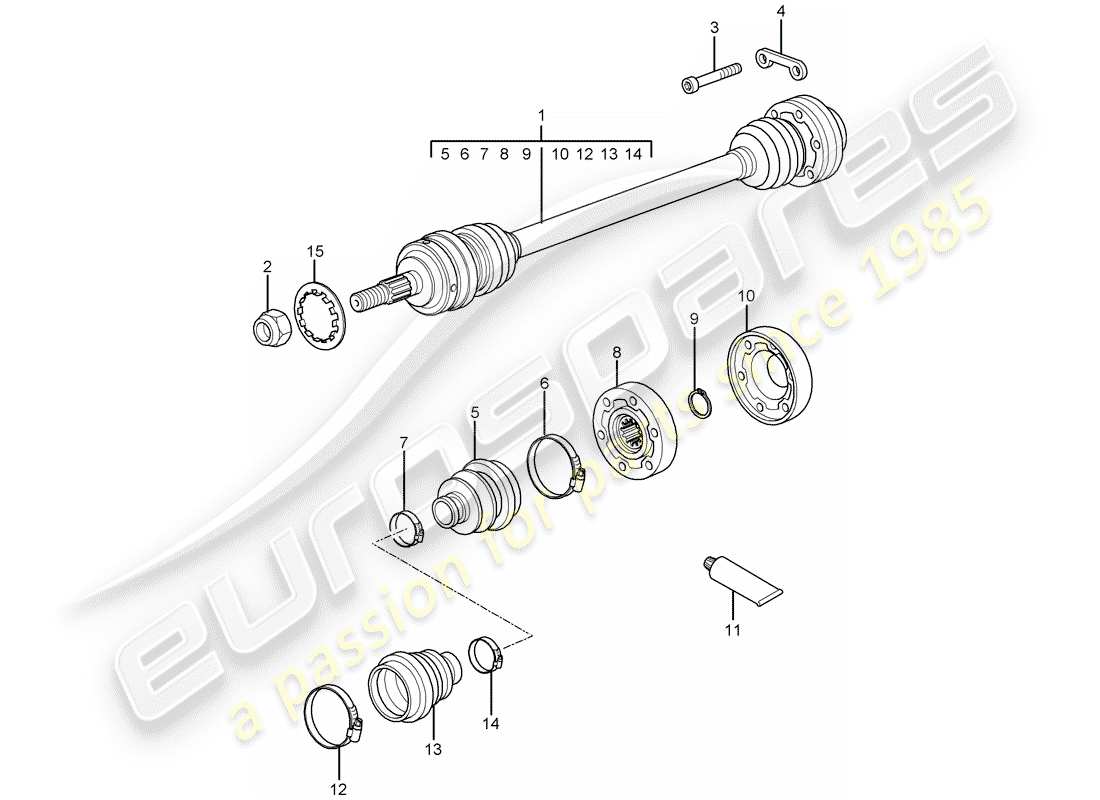 porsche 2009 997-2 turbo / gt2 drive shaft parts diagram