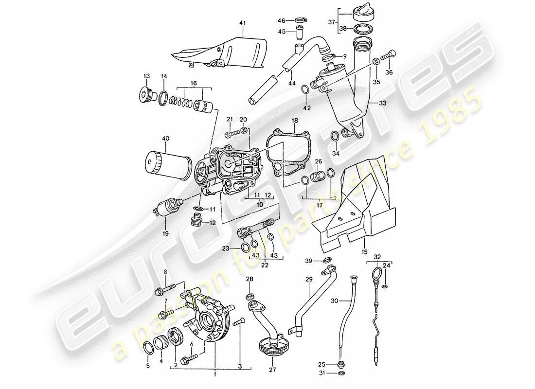 porsche 1989 (944) engine lubrication parts diagram