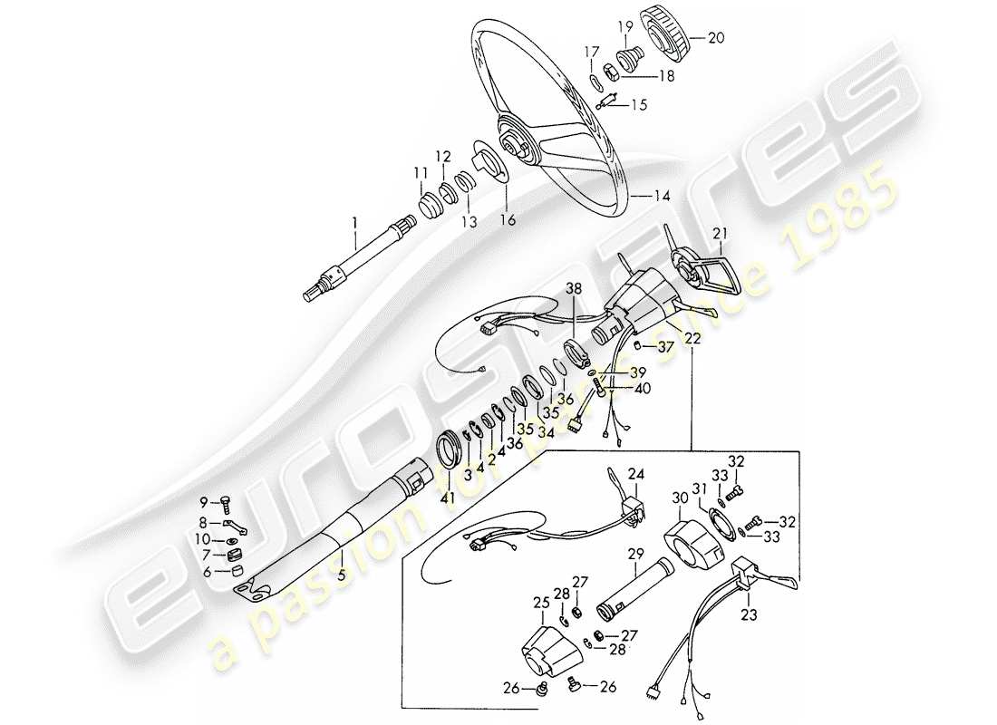porsche 1966 (911/912) intermediate steering shaft - steering wheel - steering column switch - d >> - mj 1967 part diagram