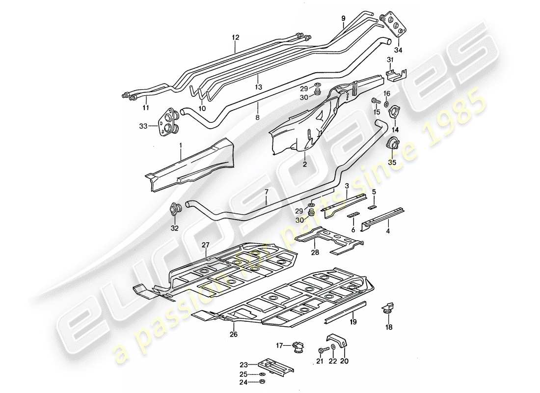 porsche 1988 (959) frame parts diagram