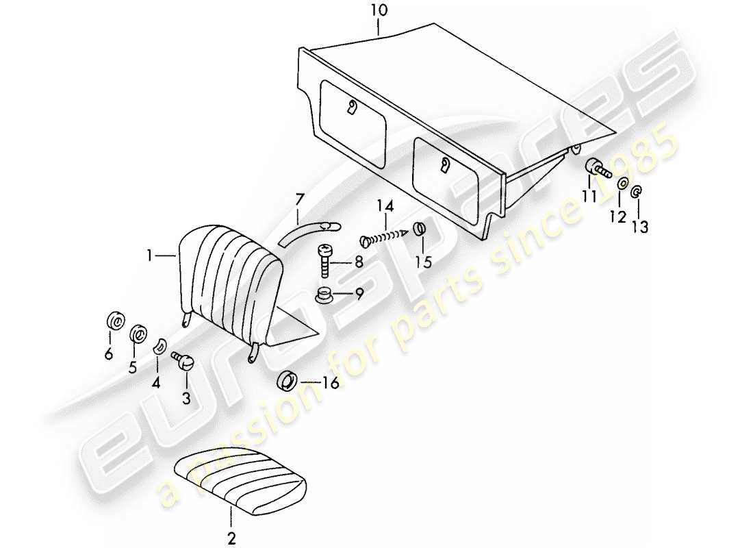 porsche 1966 (911/912) emergency seat part diagram