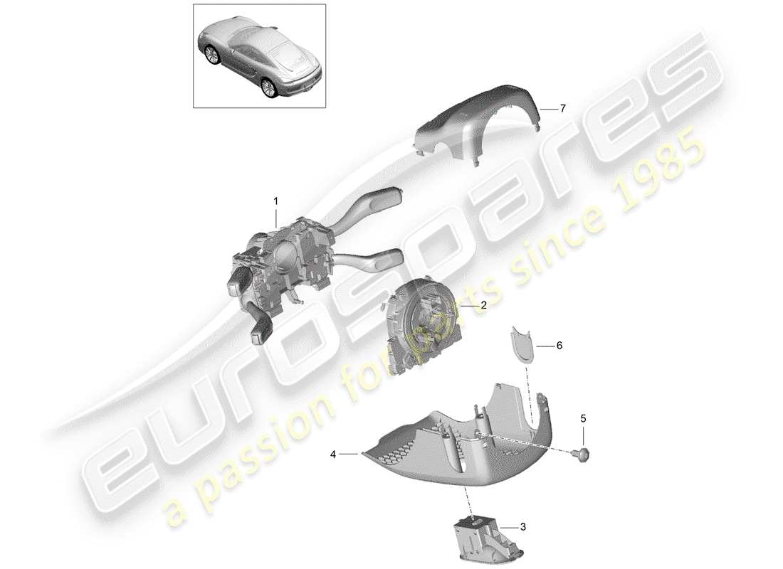 porsche 2014 (981 cayman) steering column switch part diagram
