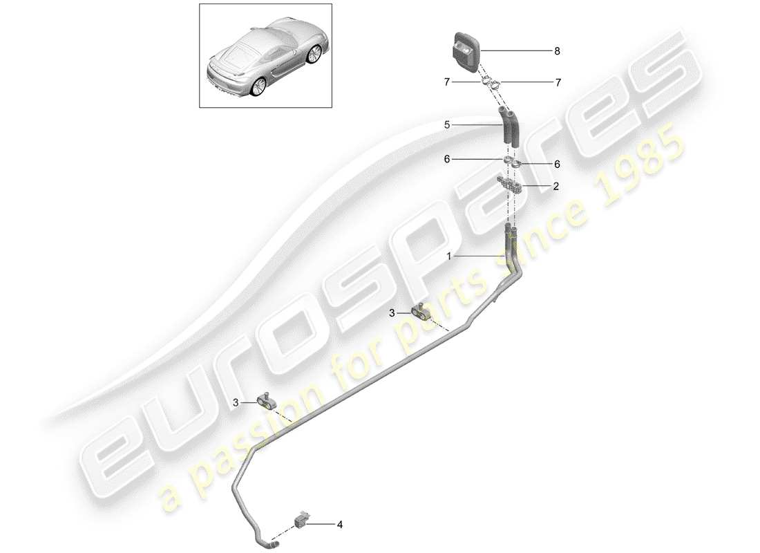 porsche 2016 (981 cayman gt4) heater supply pipe return line part diagram