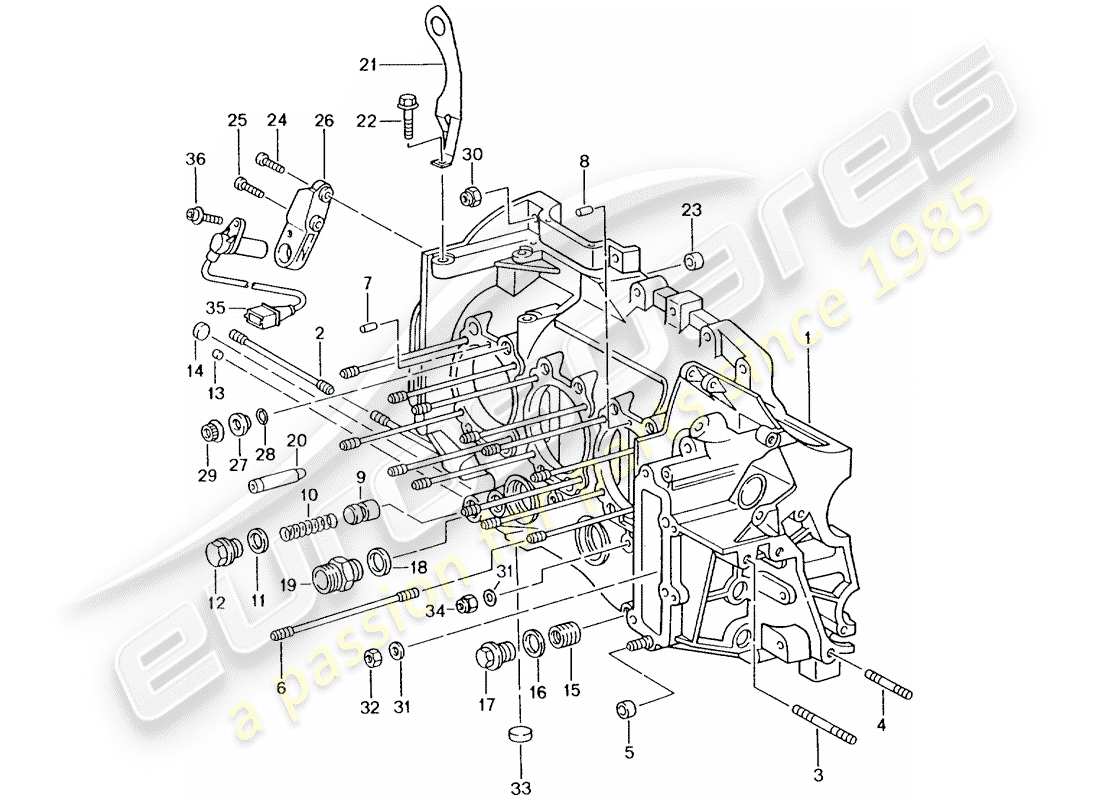 porsche 2004 (996 gt3) crankcase part diagram