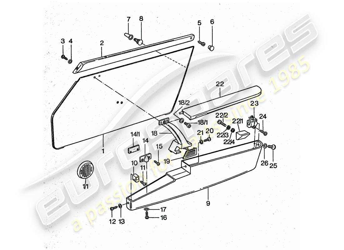 porsche 1977 (911 turbo) door panel part diagram