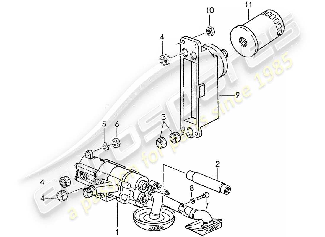 porsche 1987 (959) engine lubrication - oil pump - engine parts diagram