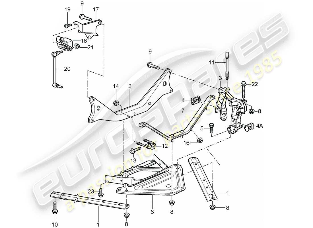 porsche 2008 (987 boxster) rear axle side part carrier parts diagram