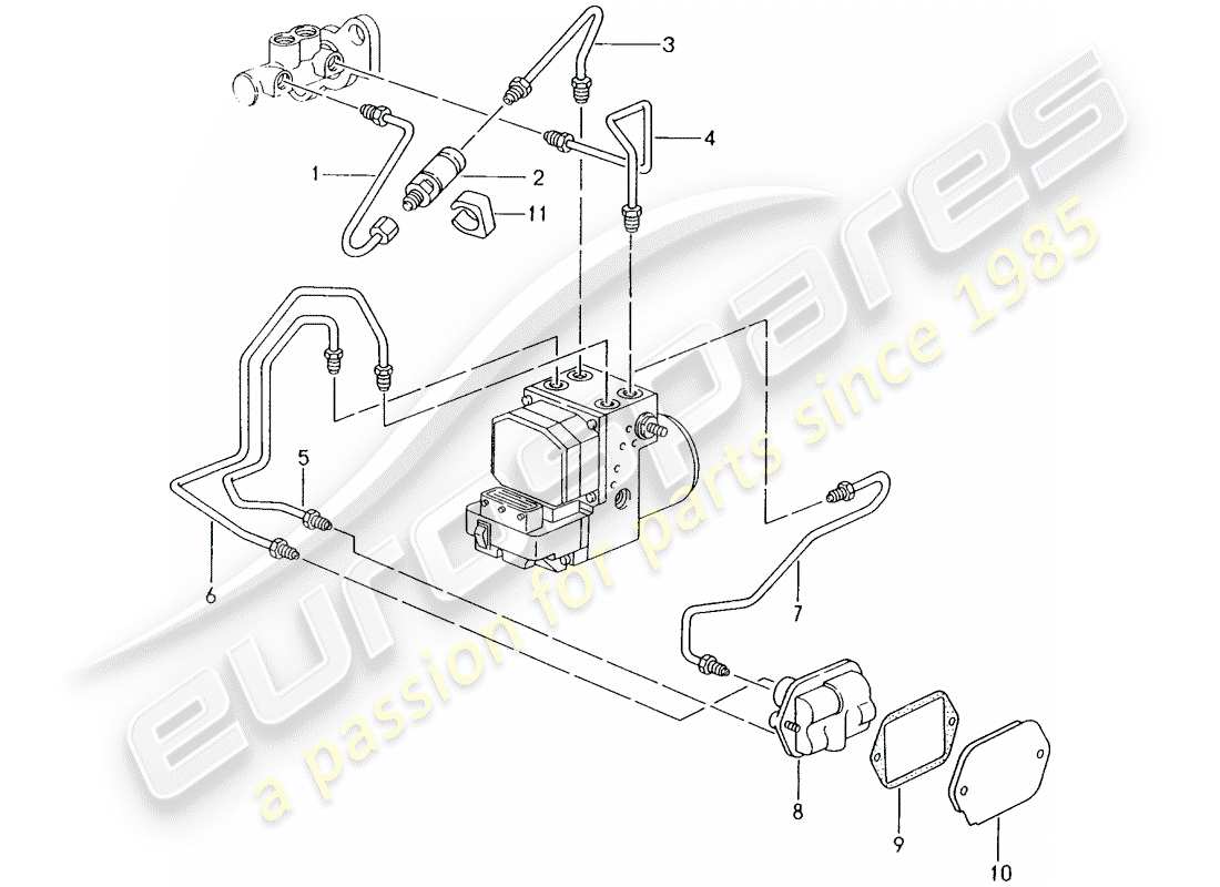 porsche 2003 (986 boxster) brake line front end parts diagram