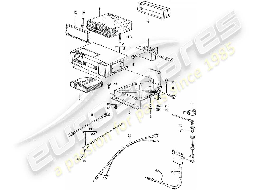 porsche 1992 (968) radio unit - cd-changer part diagram