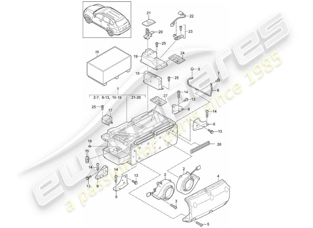 porsche 2012 (cayenne e2 92a) hybrid battery d >>- mj 2014 part diagram
