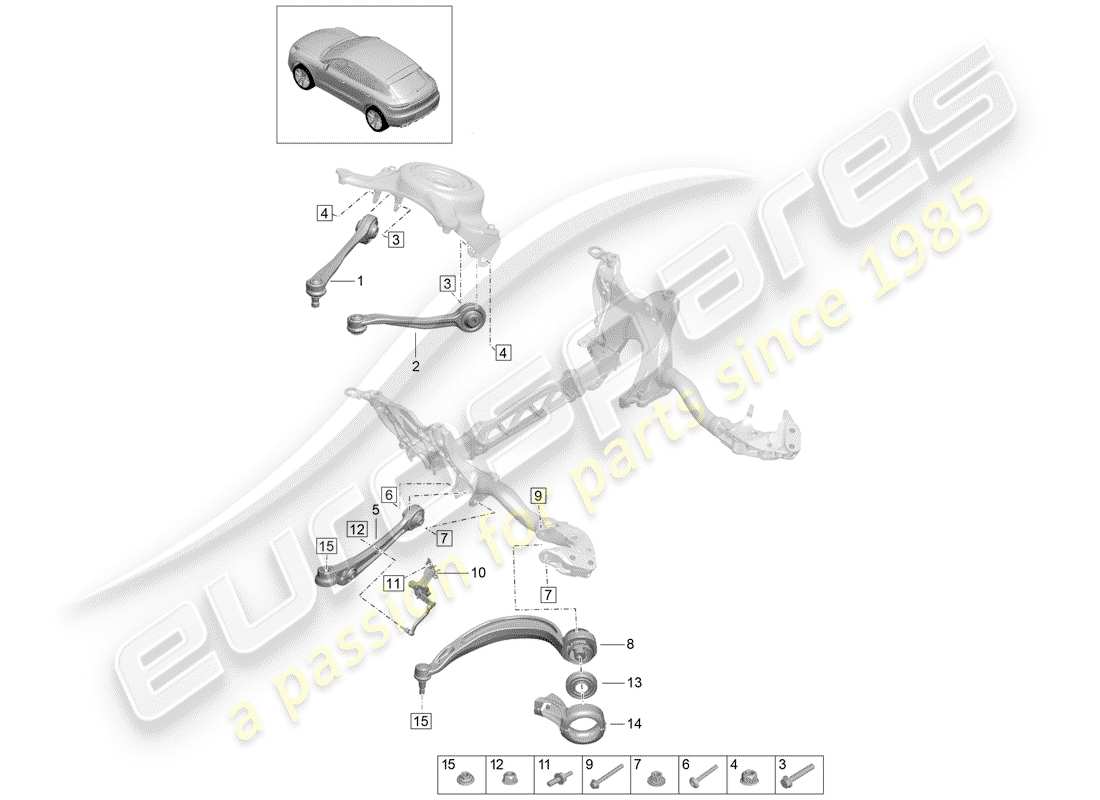 porsche 2019 (macan) wishbone guide level sensor part diagram