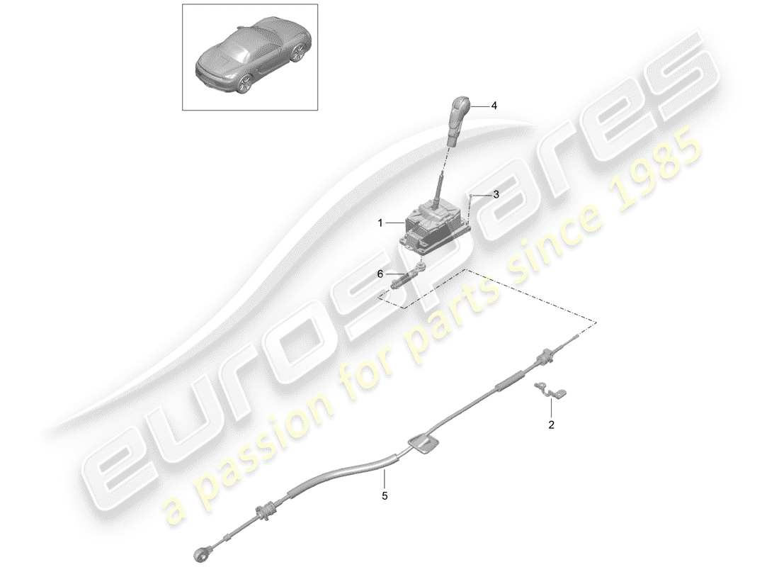 porsche 2015 (981 boxster) selector lever - pdk - parts diagram