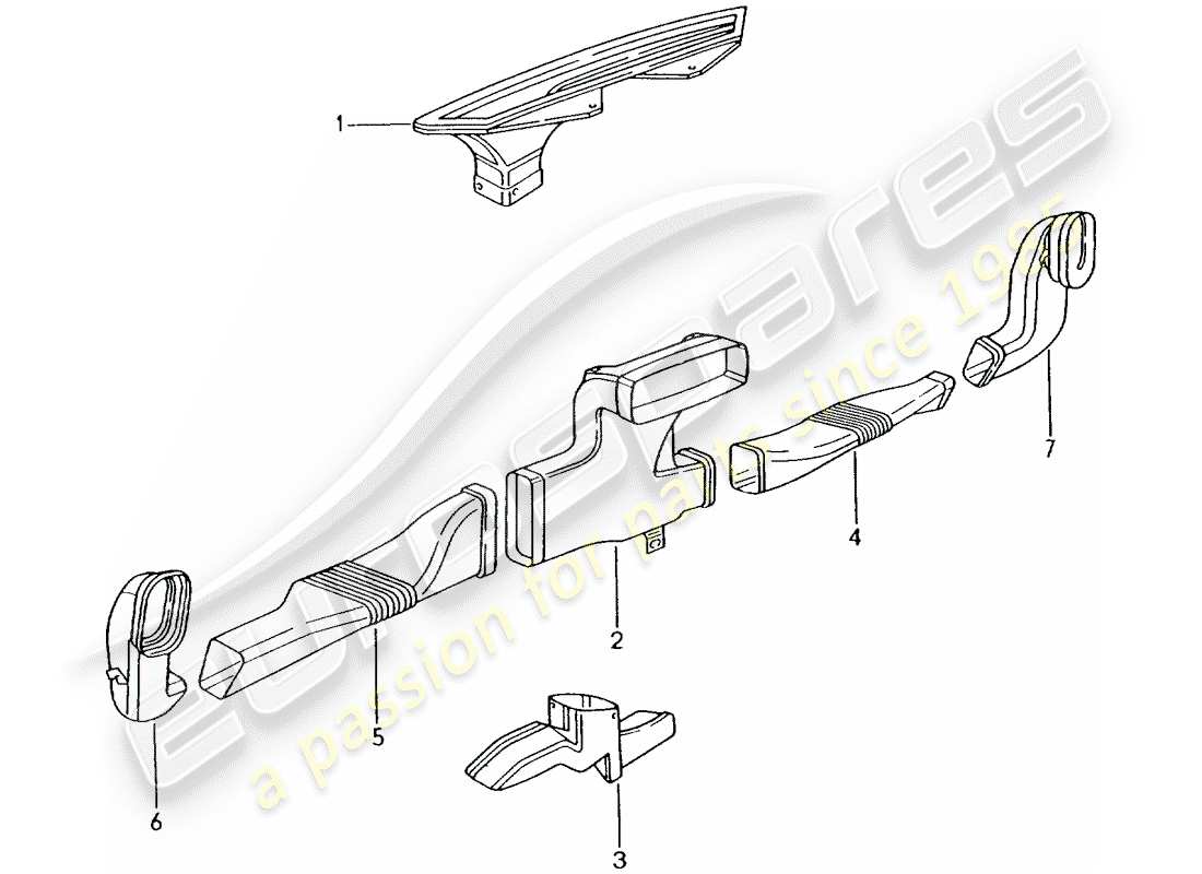porsche 2004 (996 turbo / gt2) heater - air distributor part diagram