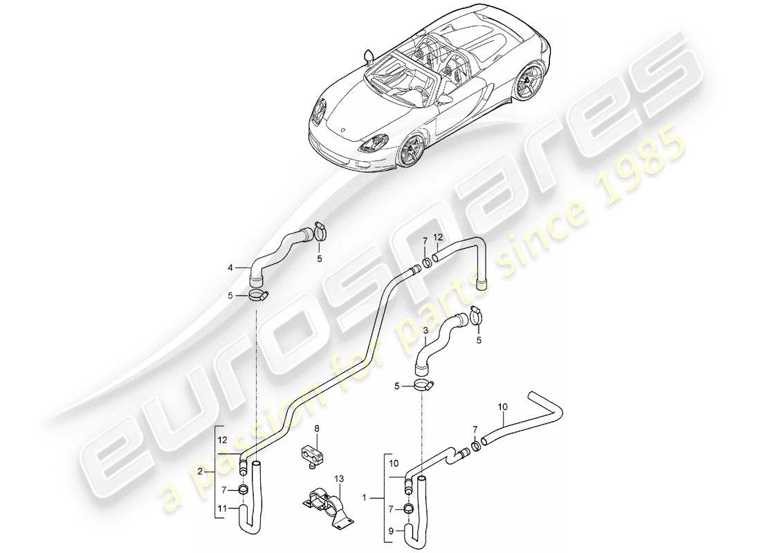 porsche 2004 (carrera gt) heater parts diagram