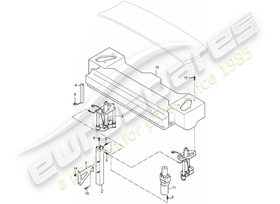porsche 2004 (carrera gt) rear spoiler - driving mechanism parts diagram