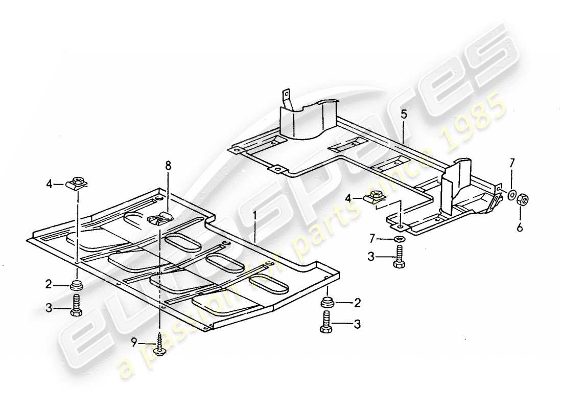 porsche 1995 (968) underside protection part diagram